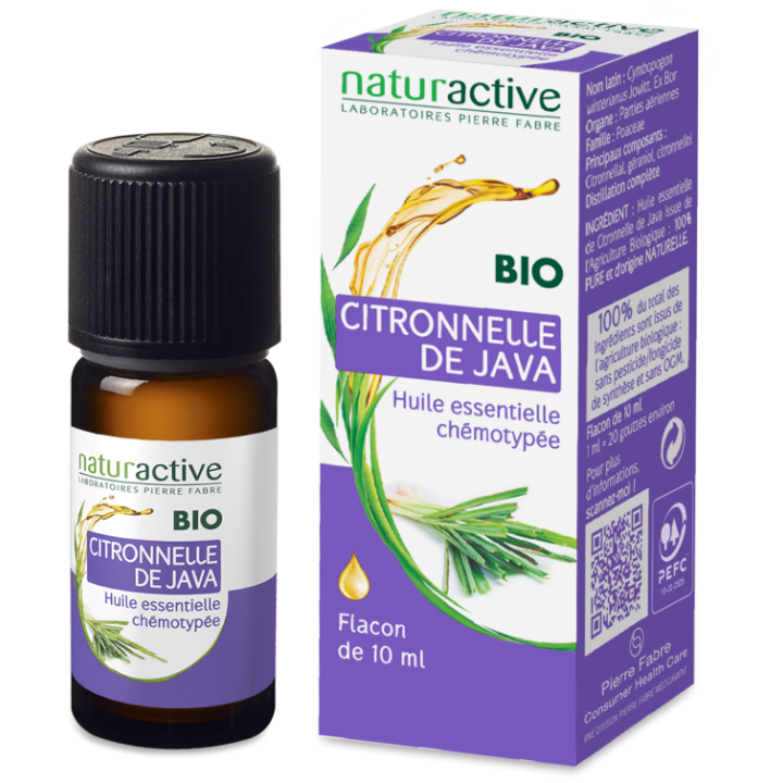 Huile essentielle de Citronnelle de Java BIO Naturactive - flacon de 10 ml
