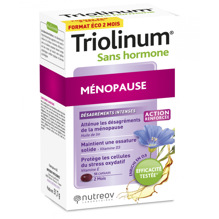 Triolinum sans hormone ménopause intensive Nutreov - boîte de 56 capsules