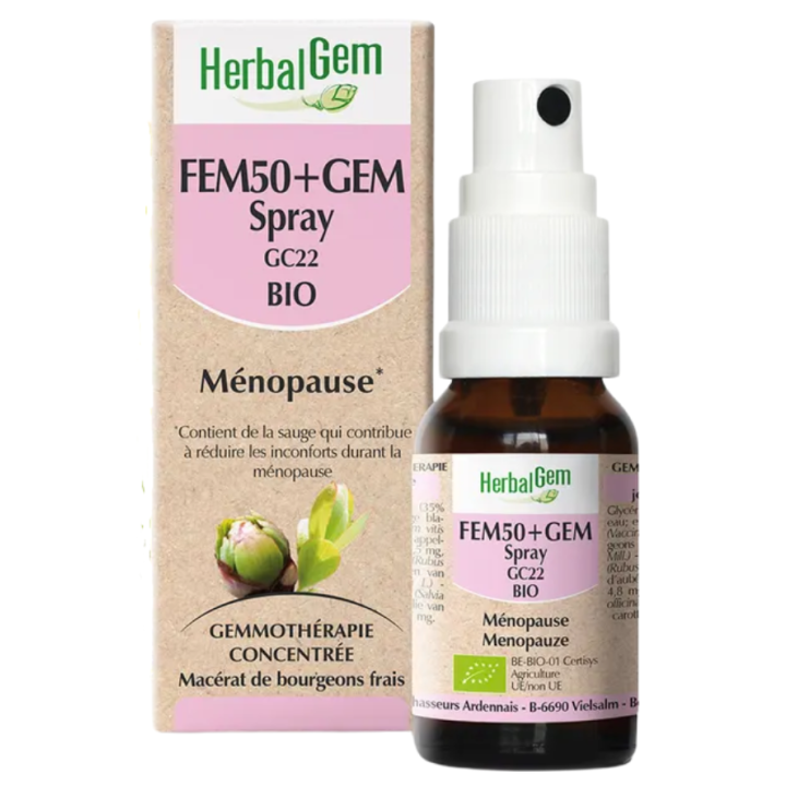 FEM50 + gem ménopause Herbalgem - spray de 15ml