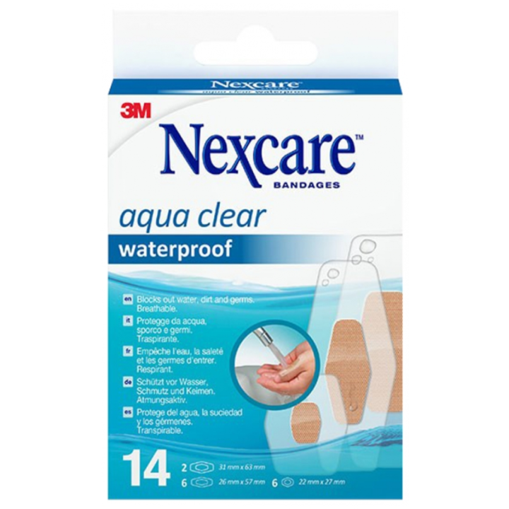 Aqua clear pansements waterproof 3M - boite de 14 pansements 
