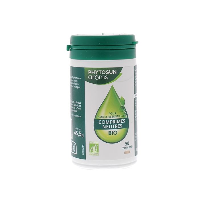 Comprimés neutres bio pour huiles essentielles Phytosun arôms - boîte de 50 comprimés