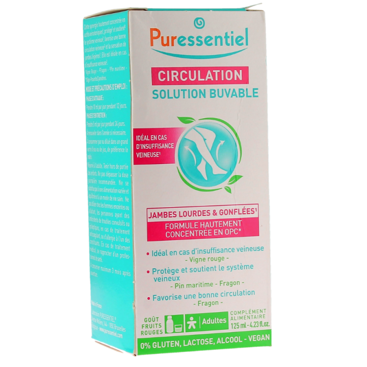Circulation jambes lourdes et gonflées Puressentiel - flacon de 125ml