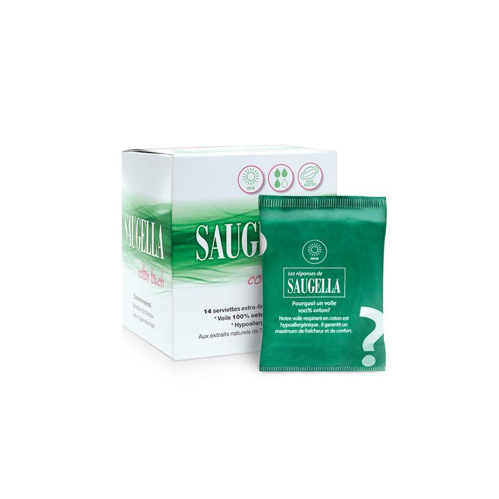 Cotton touch serviette extra-fine avec ailettes jour Saugella