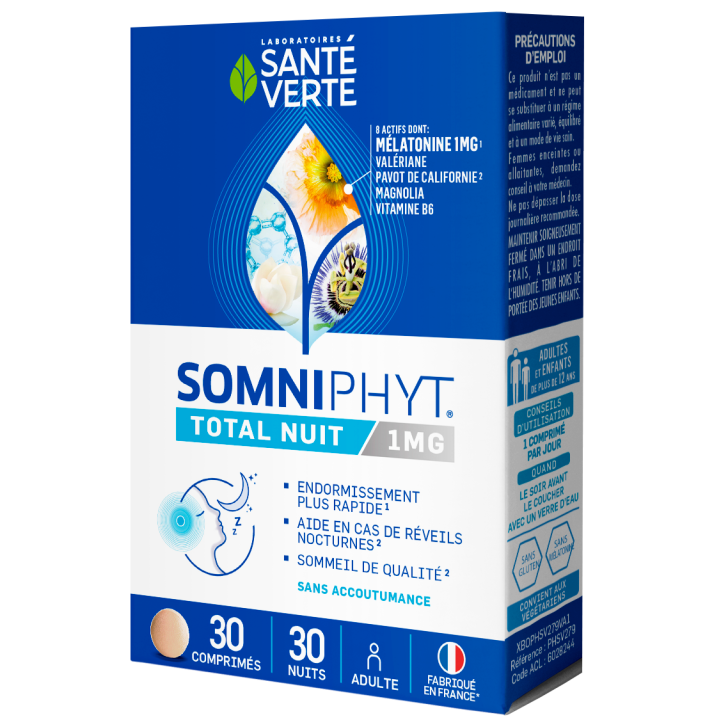 Somniphyt 30' mélatonine trouble du sommeil Santé verte - 30 comprimés
