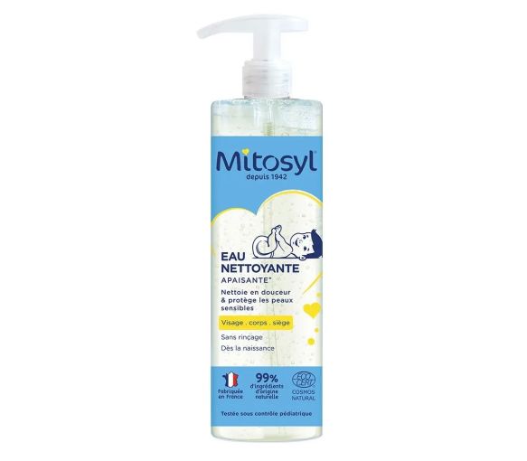 Eau nettoyante apaisante sans rinçage dès la naissance Mitosyl - flacon-pompe de 500ml
