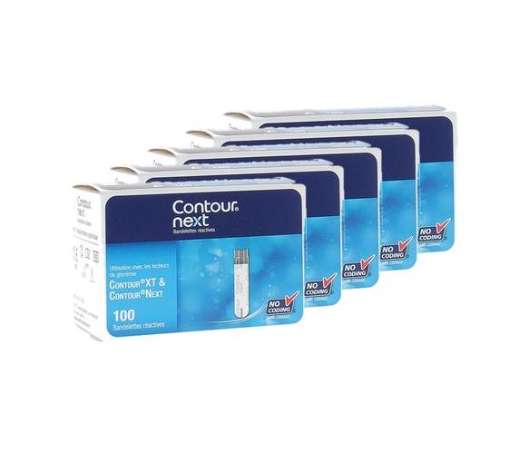 Contour Next Bandelettes réactives - boîte de 100 bandelettes (lot de 5)