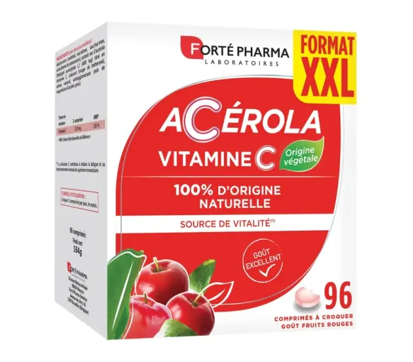 Acérola vitamine C goût fruits rouges Forté Pharma - boite de 96 comprimés à croquer