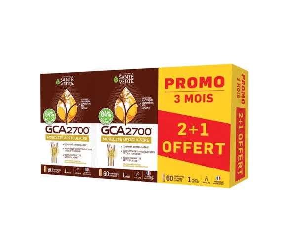 GCA 2700 mobilité articulaire Santé Verte - lot de 3 boites de 60 comprimés offre 2+1 mois offert
