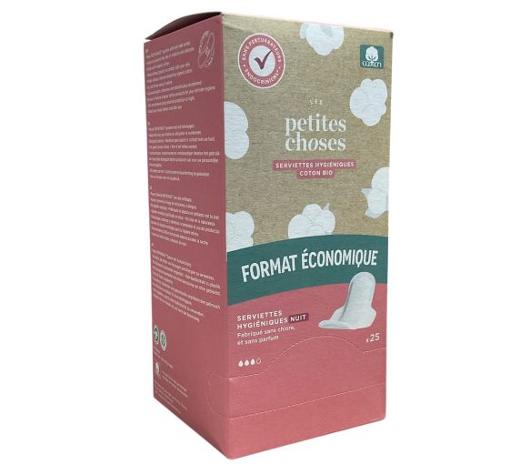 Serviettes hygiéniques de nuit coton bio Les Petites Choses -  boite de 25 serviettes - image 1