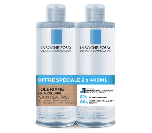 Toleriane eau micellaire peaux réactives La Roche-Posay - lot de 2 flacons de 400ml - image 1