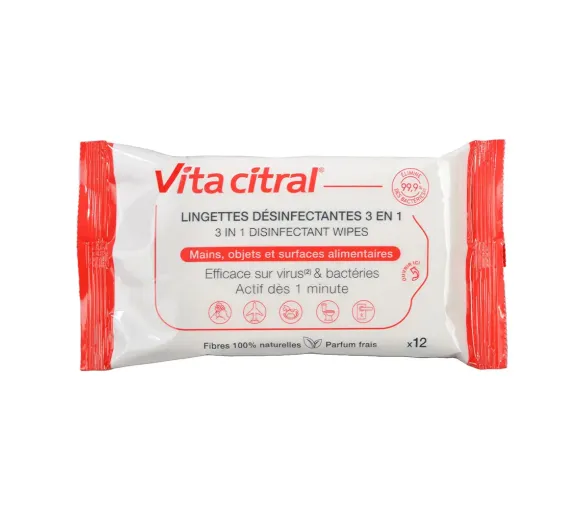 Lingettes désinfectantes 3 en 1 Vita Citral - paquet de 12 lingettes - image 1