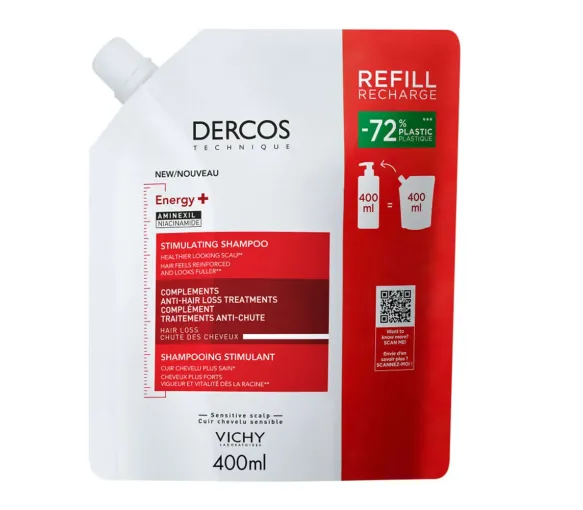 Dercos Energy+ shampooing stimulant anti-chute Vichy - éco-recharge de 400ml - image 1