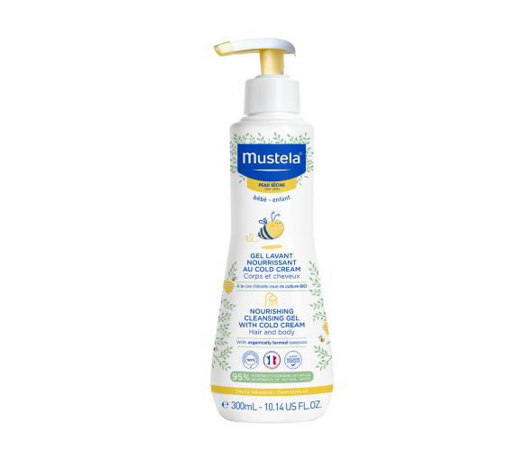 Gel lavant nourrissant corps et cheveux Mustela - flacon-pompe de 300 ml - image 1