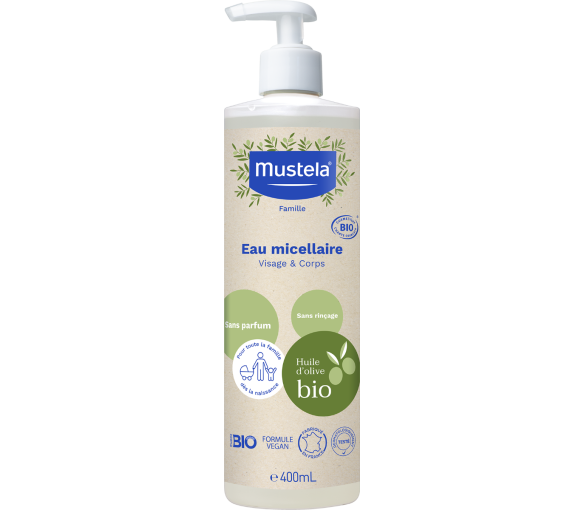 Eau micellaire sans parfum bio Mustela - flacon-pompe de 400 ml - image 1