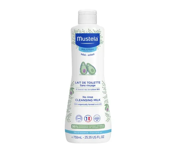 Lait de toilette sans rinçage peau normale bébé et enfant Mustela - flacon de 750ml - image 1