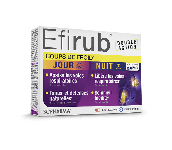 Efirub jour/nuit 3C Pharma - boîte de 15 gélules + 5 comprimés