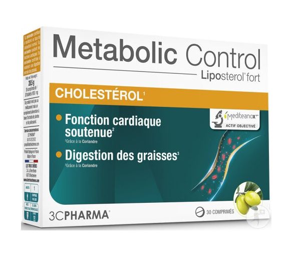 Metabolic Control cholestérol 3C Pharma - boîte de 30 comprimés