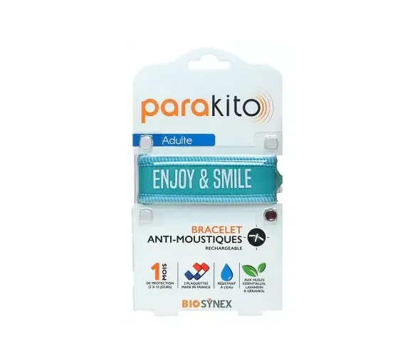 Bracelet anti-moustiques Enjoy and smile Parakito - 1 bracelet et 2 recharges