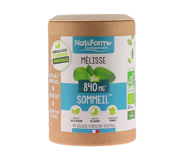 Mélisse bio Sommeil Nat&Form - pot de 90 gélules - image 1