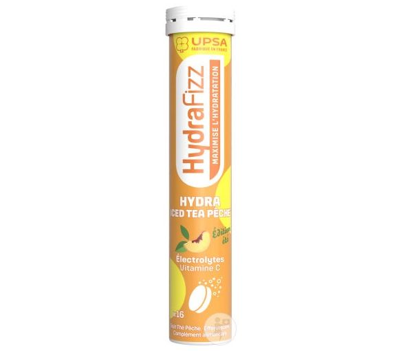 HydraFizz hydra goût iced tea pêche Upsa - tube de 16 comprimés effervescents