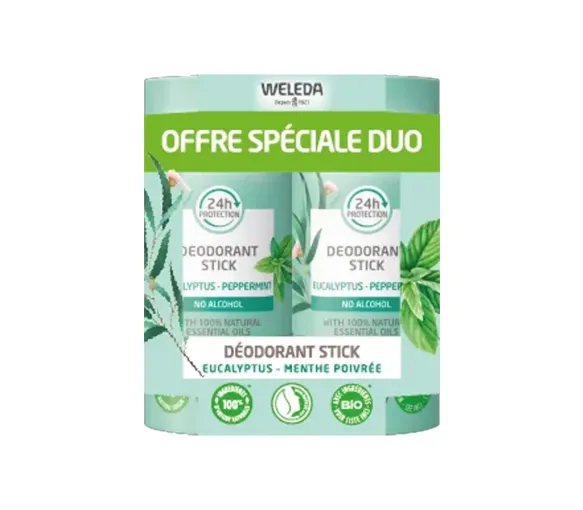 Déodorant stick eucalyptus menthe poivrée bio offre spéciale duo Weleda - lot de 2 sticks