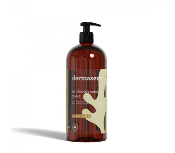 Gel douche surgras 3 en 1 parfum cocoon Dermasens Marque Verte - flacon-pompe de 1L