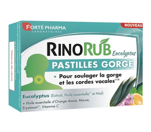 RinoRub eucalyptus pastilles gorge goût menthe sans sucre Forté Pharma - boîte de 24 pastilles - image 1