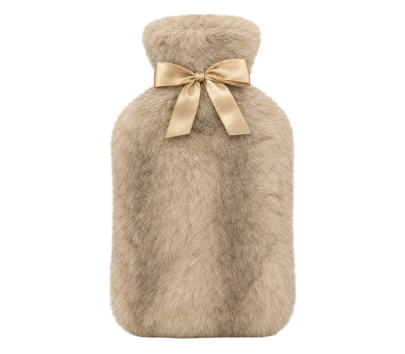 Bouillotte à eau et sa housse fourrure champagne Calindoo – 2 L - image 1