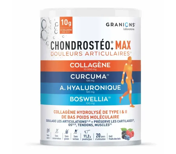 Chondrostéo+ Max douleurs articulaires goût des fruits des bois Granions - pot de 226g