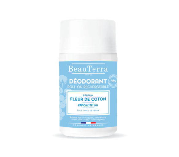 Déodorant Fleur de coton roll-on rechargeable Beauterra - 50ml - image 1