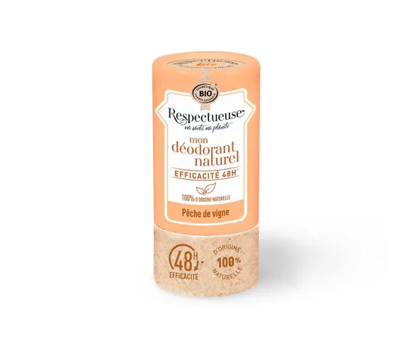 Mon déodorant naturel pêche de vigne Respectueuse - roll-on de 50g