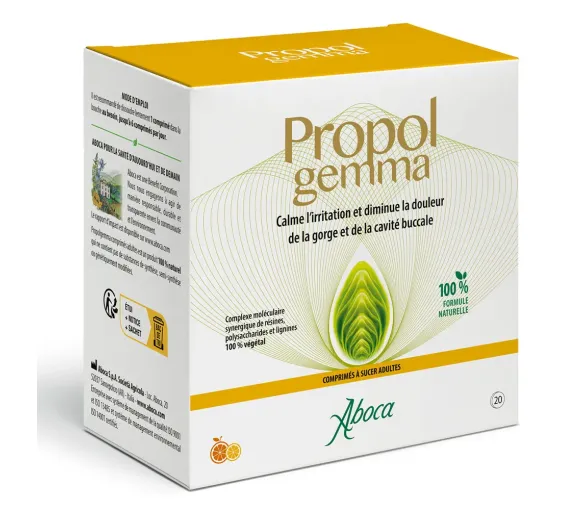 Propol gemma mal de gorge adultes Aboca - boîte de 20 comprimés à sucer