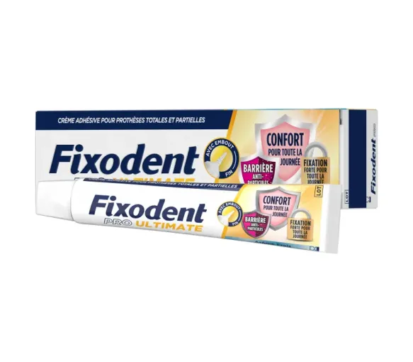 Pro Ultimate crème adhésive prothèses totales et partielles goût neutre Fixodent - tube de 40g