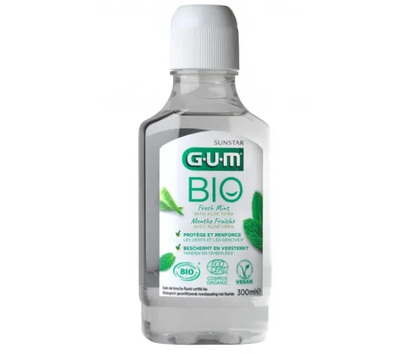 Bain de bouche fluoré menthe fraîche bio GUM - flacon de 300ml - image 1