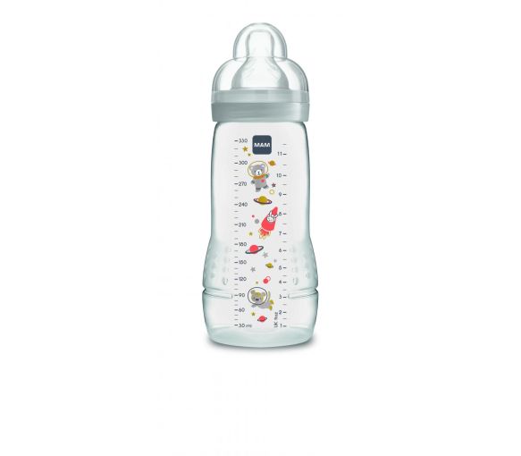 Biberon blanc Easy active 2 ème âge 6 mois + Mam - biberon de 330 ml