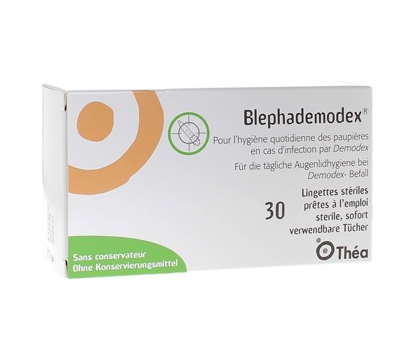 Blephademodex lingettes imprégnées hygiène des paupières Théa - boîte de 30 lingettes