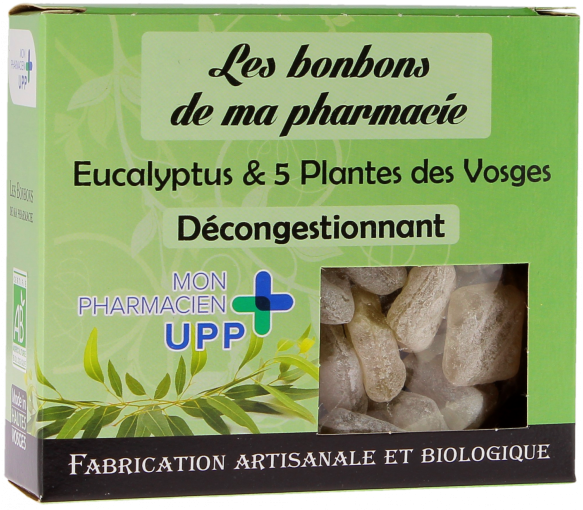 Bonbons eucalyptus & 5 plantes des Vosges décongestionnant Les bonbons de ma pharmacie - boite de 130g - image 1