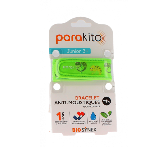 Bracelet anti-moustique rechargeable junior Caméléon Para'kito - 1 bracelet + 2 recharges - image 1