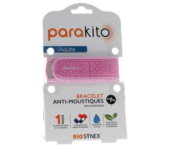 Bracelet anti-moustique rechargeable rose Para kito - 1 bracelet + 2 recharges