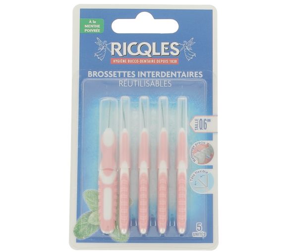 Brossettes interdentaires 0,6 mm Ricqles - 5 brossettes réutilisables