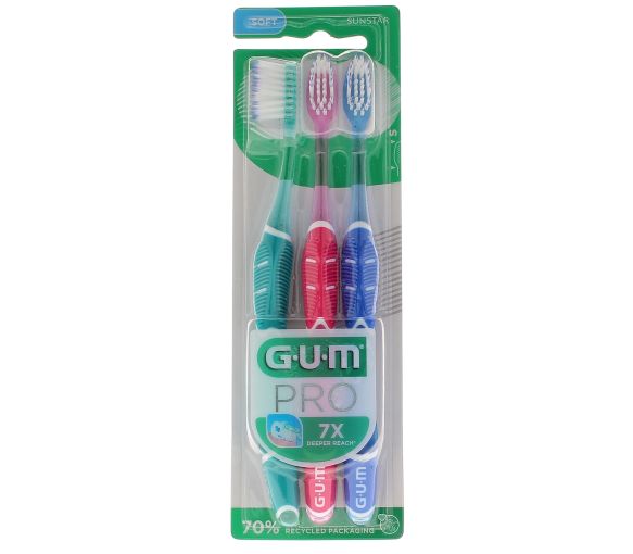 Brosse à dents souple PRO Gum - lot de 3 brosses à dents