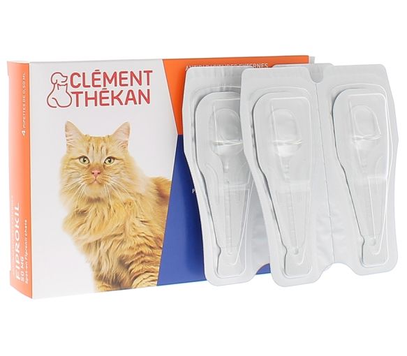 Fiprokil chats 50 mg Clément Thékan - boîte de 4 pipettes de 0,50 ml