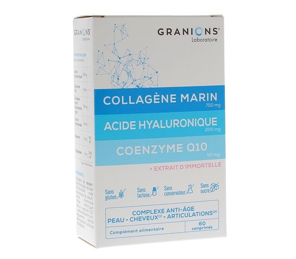 Collagène marin acide hyaluronique coenzyme Q10 Granions - boîte de 60 comprimés