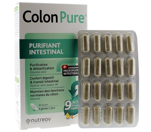 Colon Pure purifiant intestinal Nutreov - boîte de 40 gélules