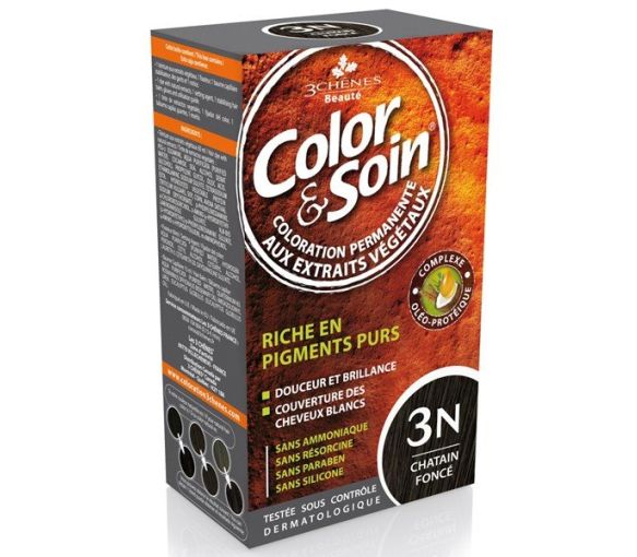 Color & soin coloration permanente Châtain foncé 3N Les 3 chênes - 1 kit