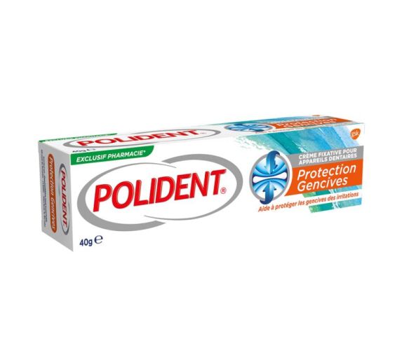 Crème fixative pour appareils dentaires Protection gencives Polident - tube de 40 g