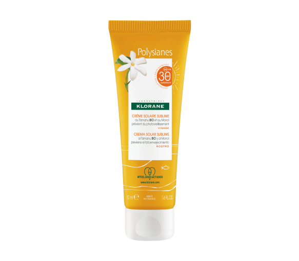 Crème solaire sublime au Tamanu bio et Monoï visage SPF 30 Klorane - tube de 50 ml - image 1