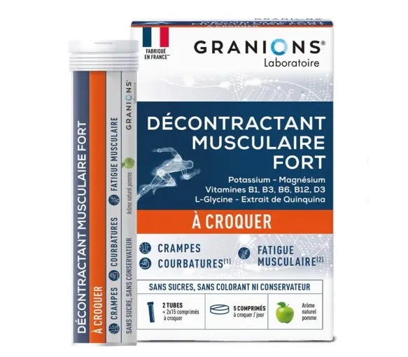 Décontractant musculaire fort Granions - boîte de 2x15 comprimés à croquer
