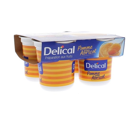 Nutra'pote Dessert aux fruits pomme abricot Delical - lot de 4 pots de 200g
