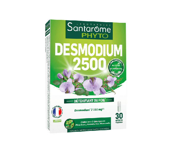 Desmodium 2500 Détoxifiant du foie Santarôme Phyto - boîte de 30 gélules